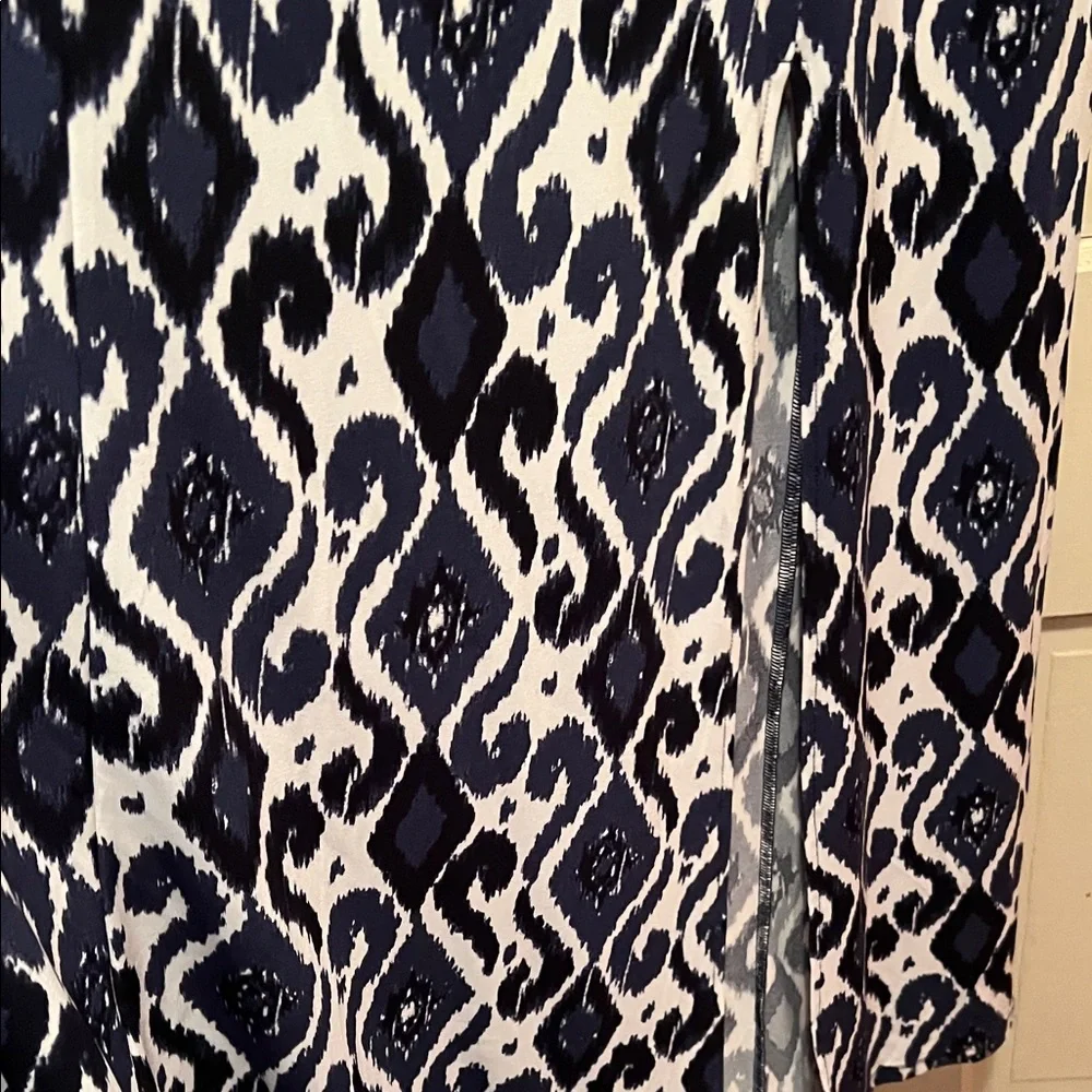 Michael Kors Navy and White Halter Maxi Dress